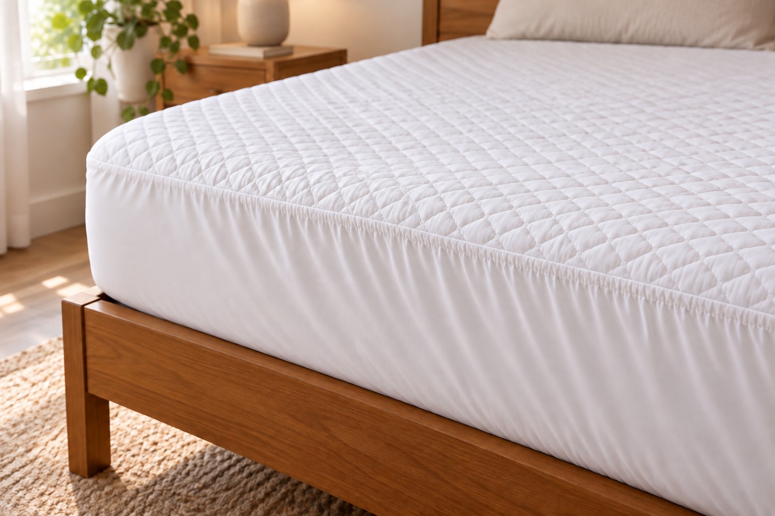 Illustration of a white fitted mattress protector