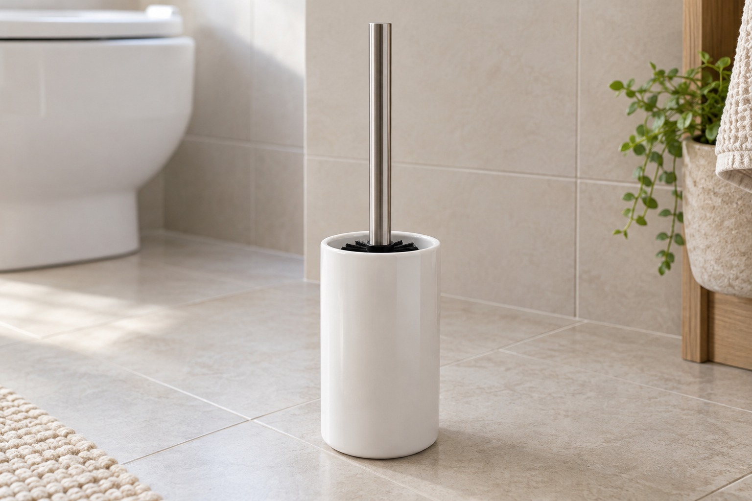 Illustration: Toilet brush in a white holder