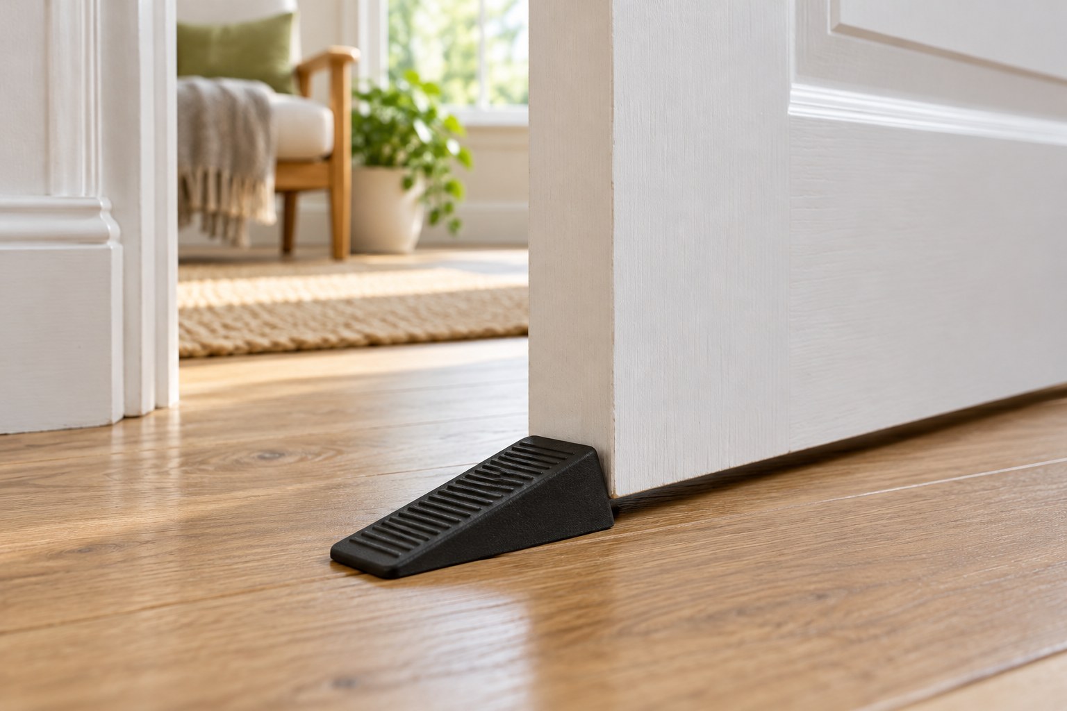 Rubber wedge holding a door open