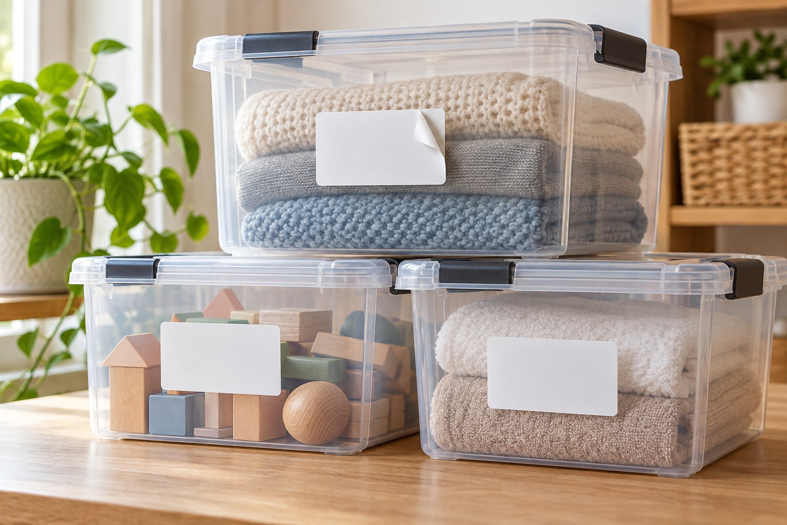 Removable labels on storage boxes