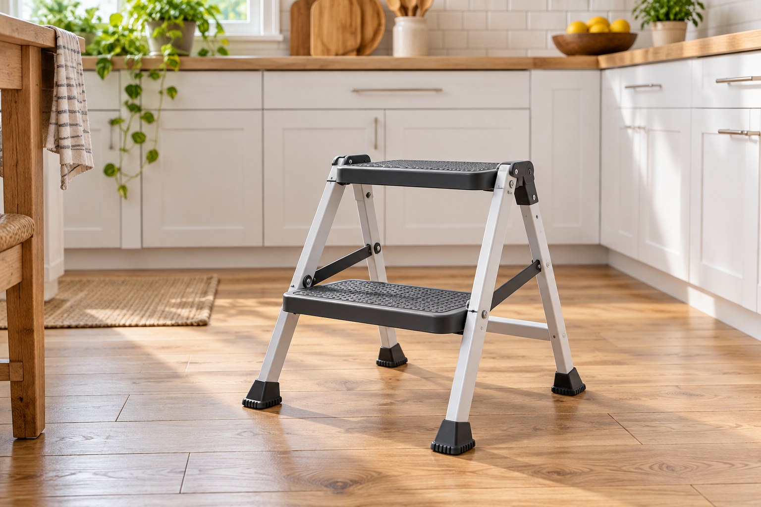 Open two-step household stool